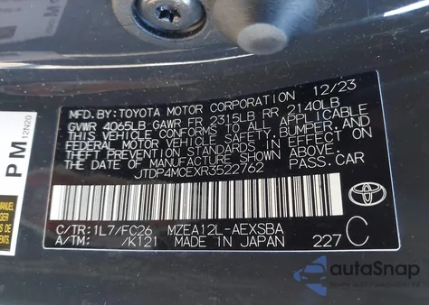 2024 Toyota Corolla Se z USA, uszkodzony, nr VIN JTDP4MCEXR3522762